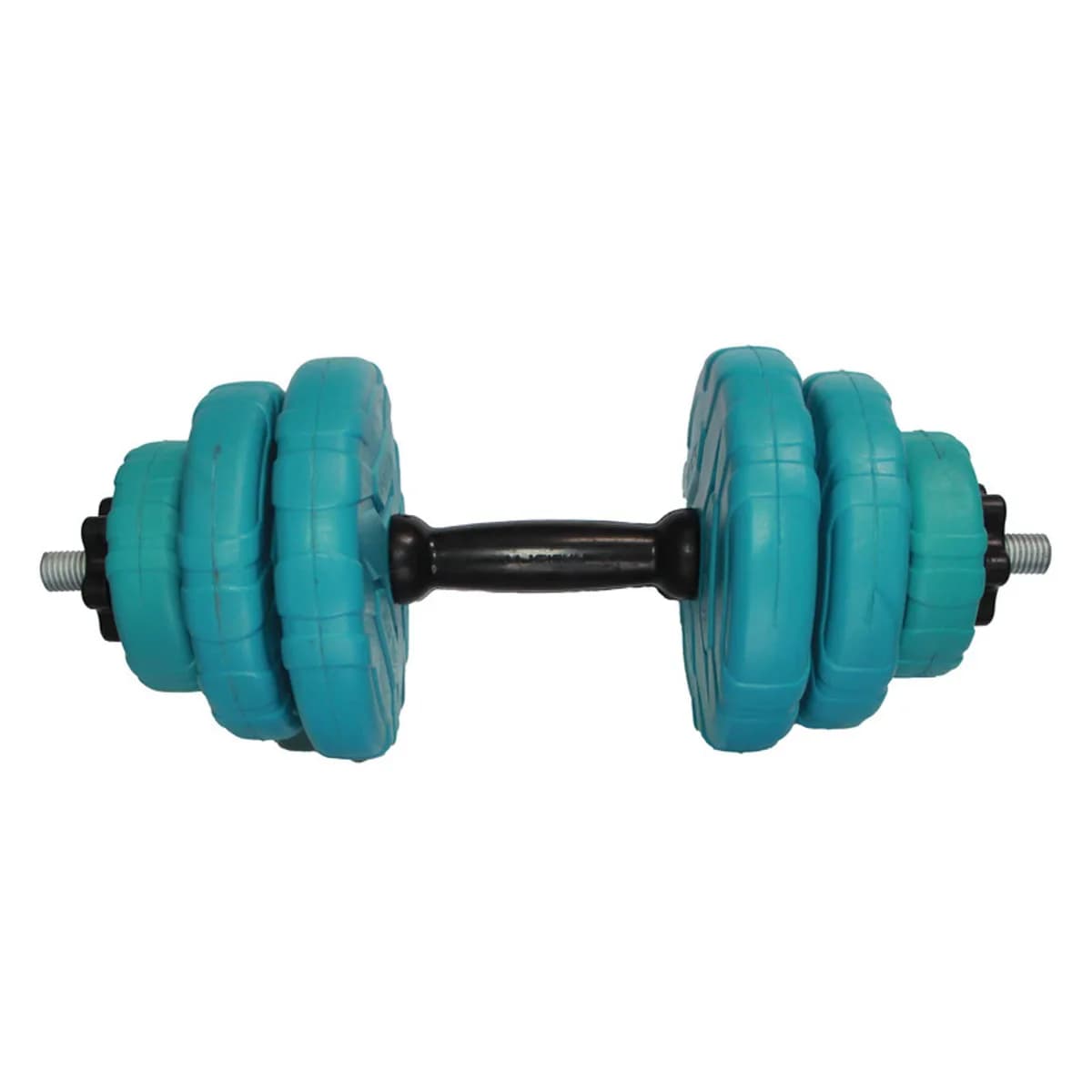 دمبل گرد قابل تنظیم وزن 6 کیلوگرم رادیس فیت مدل DVP-6Mix one handle بسته یک عددی — نمای کنار، فیروزهای